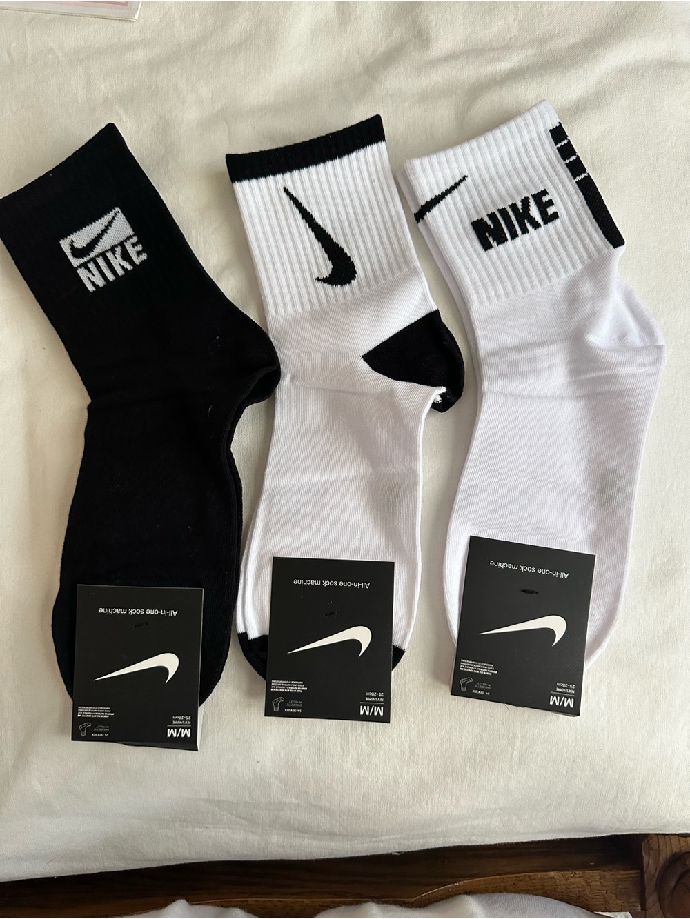 Nike Men’s Athletic Crew Socks - Black & White (3-Pack)